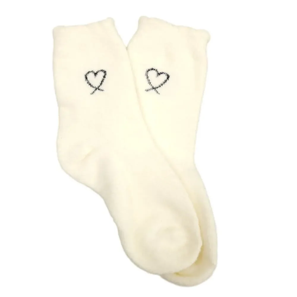 Jilly Warm Fuzzy Heart Socks 6 Pair Lot 6-11 Thick Plush Cozy Different Colors